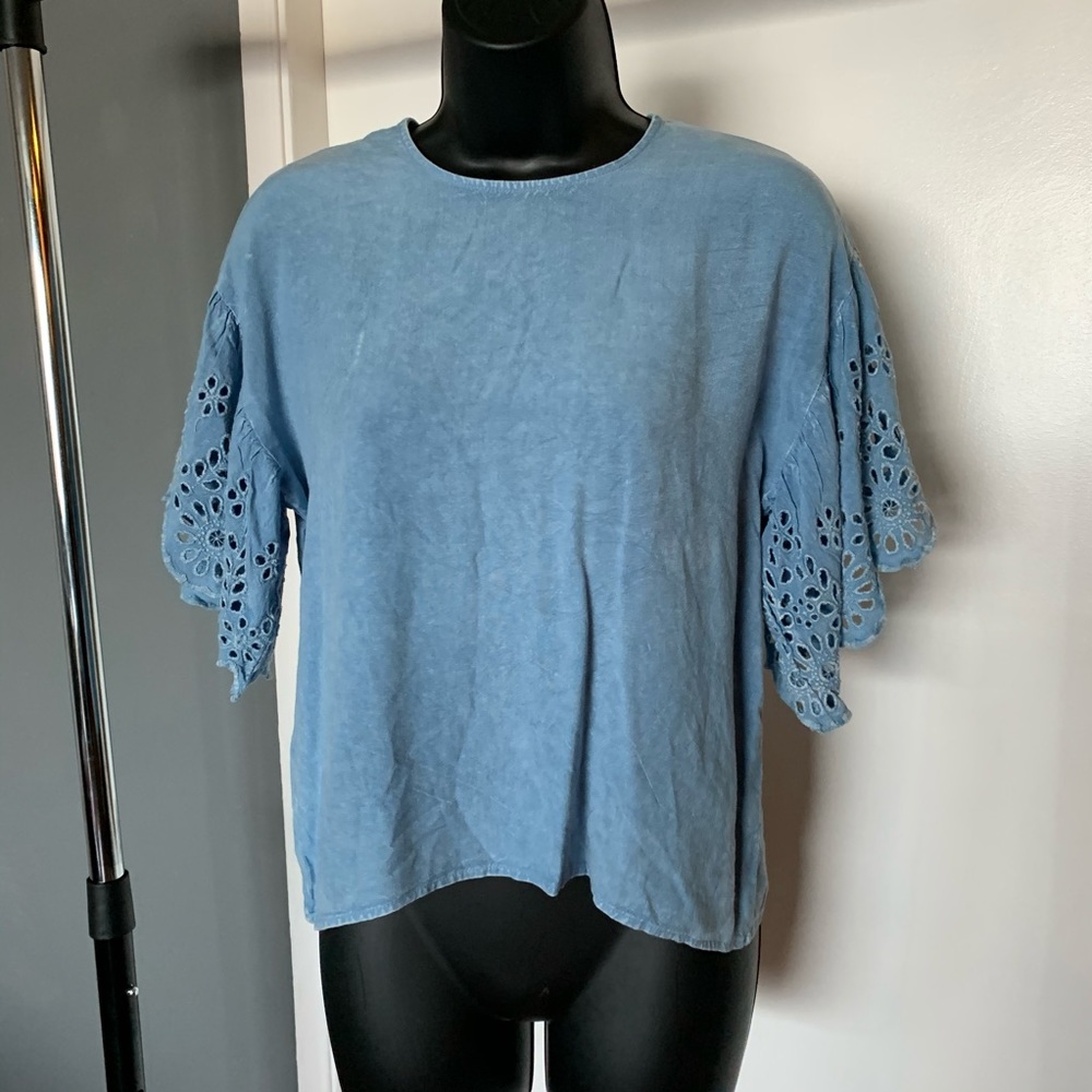 NWT Style Envy 'Bleach Wash' denim floral cutout